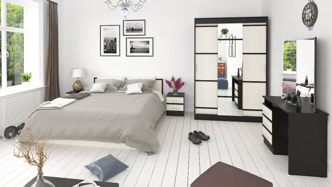 Кровать с ящиками 1800 с тумбой Сакура цвет венге/дуб лоредо Кровать с ящиками 1800 с тумбой Сакура цвет венге/дуб лоредо