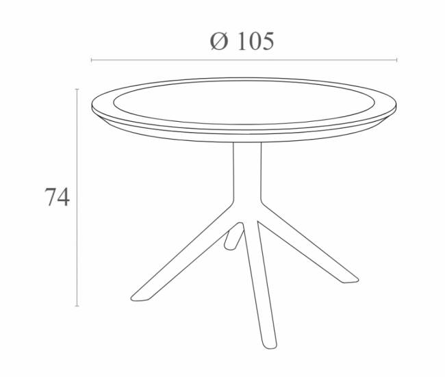 Стол пластиковый Sky Table Ø105 темно-серый Ø1050х740 мм