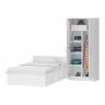 Кровать белая односпальная 1200 со шкафом для одежды 2-х створчатым Стандарт цвет белый