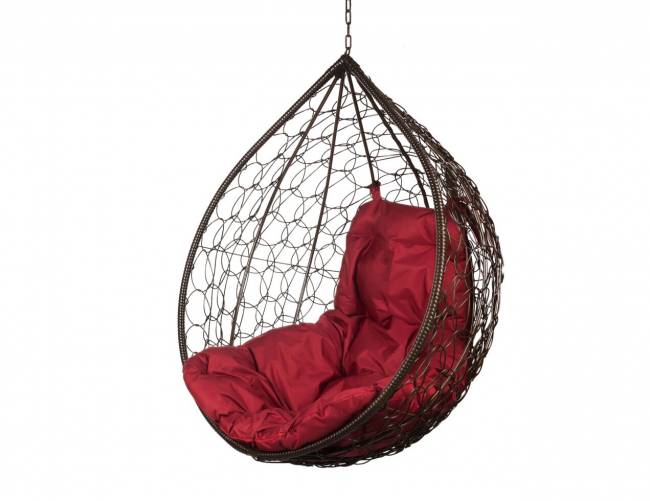 Подвесное кресло в виде капли "Tropica Brown" BS" бордовая подушка