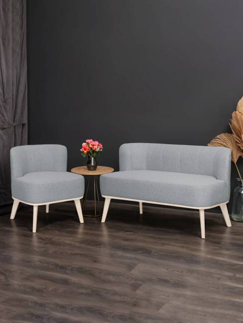 Диван Жирон ткань серый, каркас лак