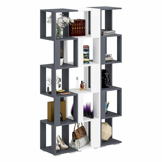 Комплект их 3-х открытых стеллажей цвет графит/белый