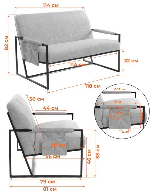 Диван Чарли Люкс/Charli Lux экокожа, шарп графит Sharp Графит экокожа