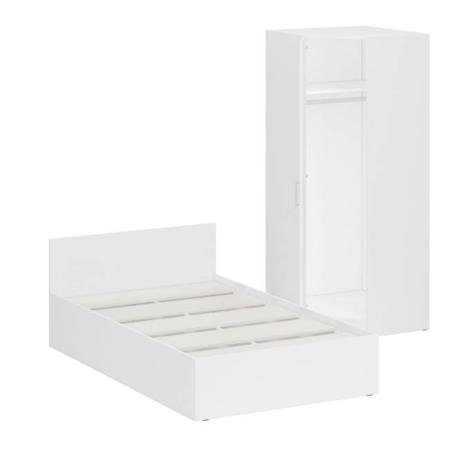 Кровать белая односпальная 1200 с угловым шкафом Стандарт цвет белый