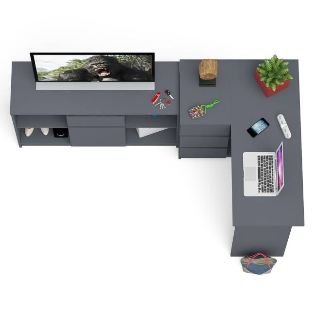 Тумба Мори МТВ1204.1 и стол компьютерный угловой МС-16 левый цвет графит