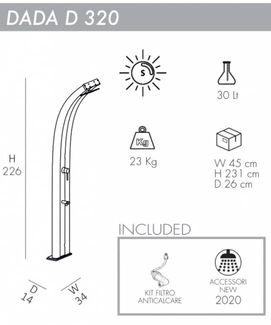 Душ солнечный Dada D 320 140х340х2260 мм