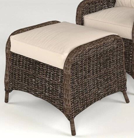 Пуфик "Малага Классик", из искусственного ротанга, коричневый, белый