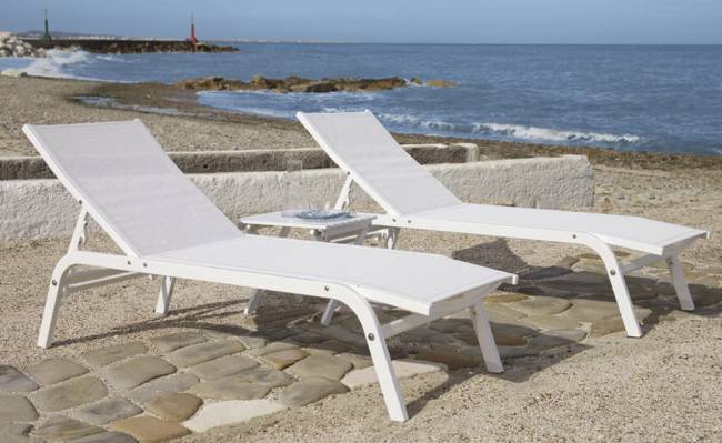 Шезлонг-лежак металлический Navy серебристый 2000х600х1000 мм