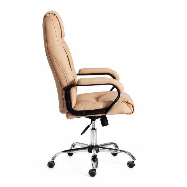 Кресло компьютерное Бергамо/Bergamo хром (22) кож/зам, бежевый, 36-34 бежевый кож/зам