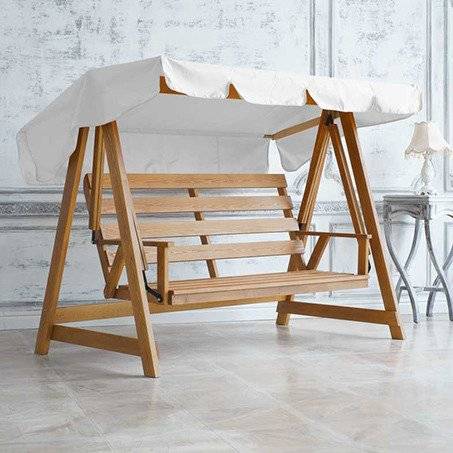 Качели из дерева "Floresta" Cappuccino (из лиственницы) 3-х местные