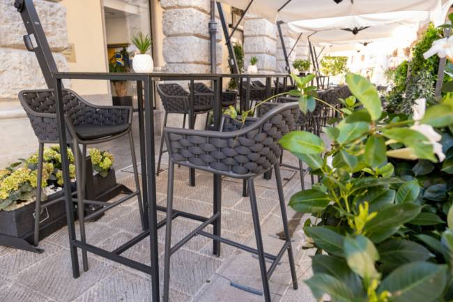 Кресло барное плетеное Panama черный, темно-серый, черный 540х540х1010 мм