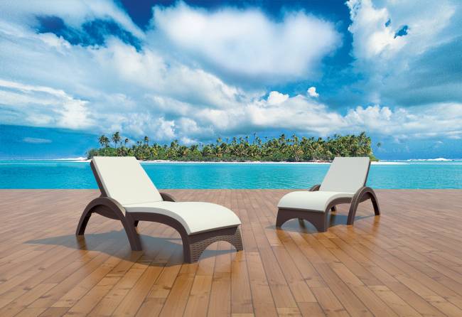 Шезлонг пластиковый GS 1009 (Fiji) коричневый 1870x730x340 мм