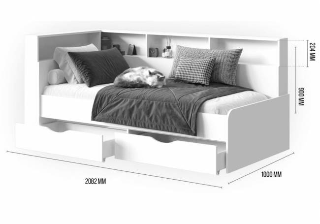 Кровать Кровать Амер 190х80 белая