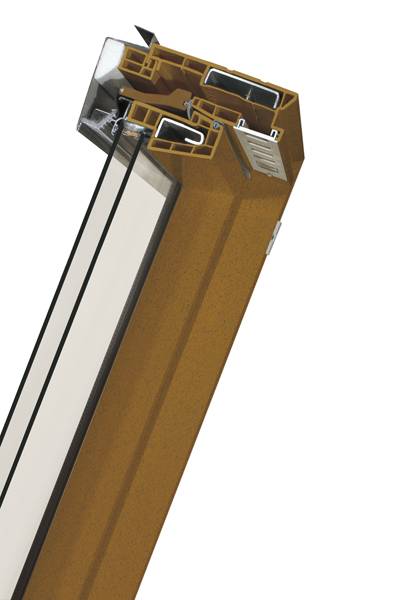 Ламинированное пластиковое мансардное окно PTP-V /GO U3 "Золотой дуб"