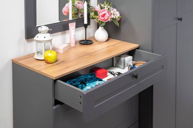 Мебельная стенка для прихожей Остин № 61 цвет серый графит/дуб крафт золотой