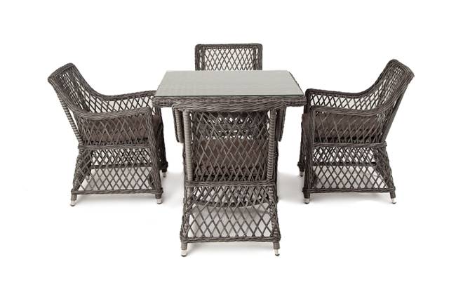 "Айриш" обеденная группа плетеная на 4 персоны, цвет графит "Айриш" обеденная группа плетеная на 4 персоны, цвет графит