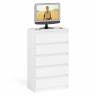 Узкий комод пять ящиков Мори МК700.5 цвет белый