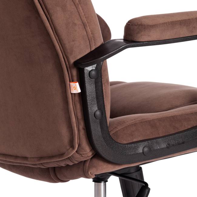 Кресло компьютерное Бергамо/Bergamo хром (22) флок , коричневый, 6 коричневый флок