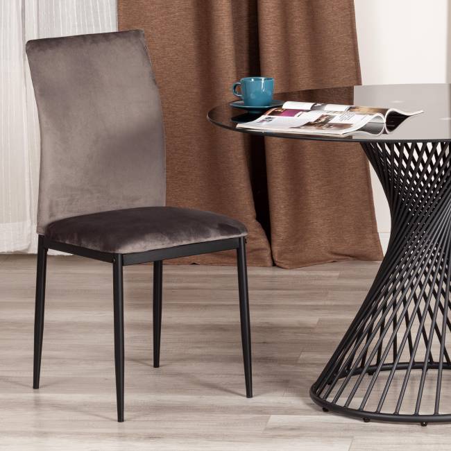 Стул Капри/Capri (мод.39) металл, вельвет, 49.5х41х93,5см, темно-серый HLR24/черный (Комплект из 4 шт.) Dark grey (темно-серый) HLR24 / черный металл, вельвет