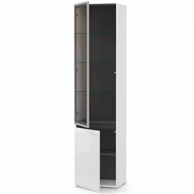 Шкаф-витрина Сидней 13.201 цвет белый/чёрный/МДФ белый глянец Шкаф-витрина Сидней 13.201 цвет белый/чёрный/МДФ белый глянец