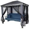 Качели -шатер 4-х местные Монреаль Премиум Делюкс (каркас серый, м/э джинс рис.нет)