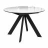 Стол DikLine SFC110 d1100 стекло Оптивайт Белый мрамор/подстолье черное/опоры черные Стол DikLine SFC110 d1100 стекло Оптивайт Белый мрамор/подстолье черное/опоры черные
