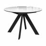 Стол DikLine SFC110 d1100 стекло Оптивайт Белый мрамор/подстолье черное/опоры черные Стол DikLine SFC110 d1100 стекло Оптивайт Белый мрамор/подстолье черное/опоры черные