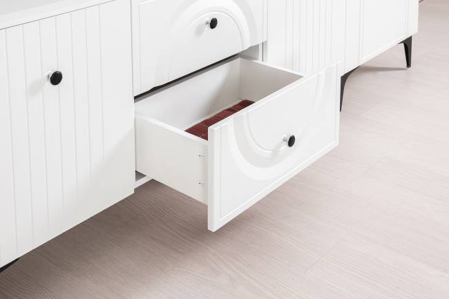 Два серванта и тумба под аппаратуру Валенсия цвет белый шагрень