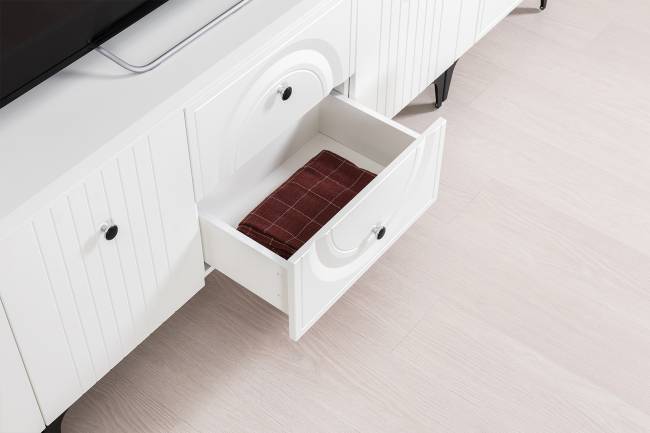 Два серванта и тумба под аппаратуру Валенсия цвет белый шагрень