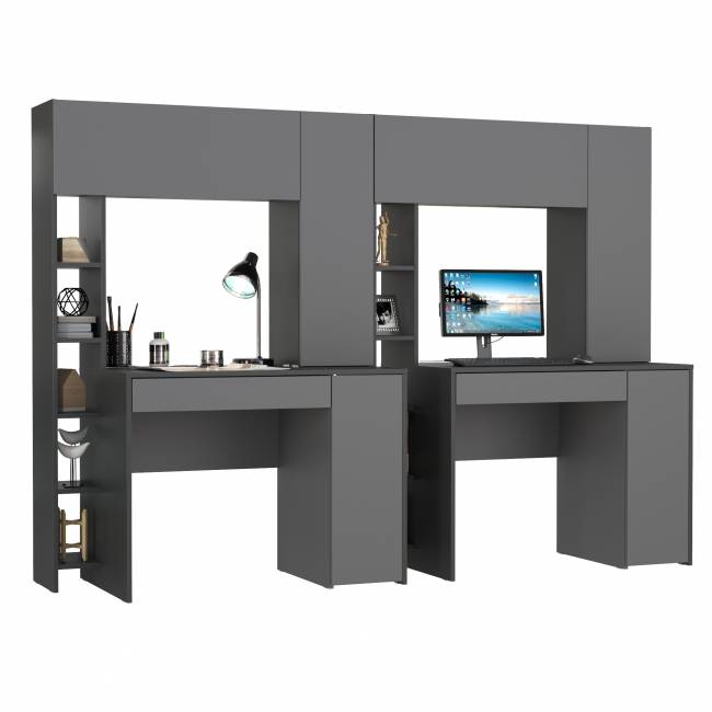 Два стола компьютерных с выдвижной полкой Комфорт 12.71 антрацит/тёмно-серый