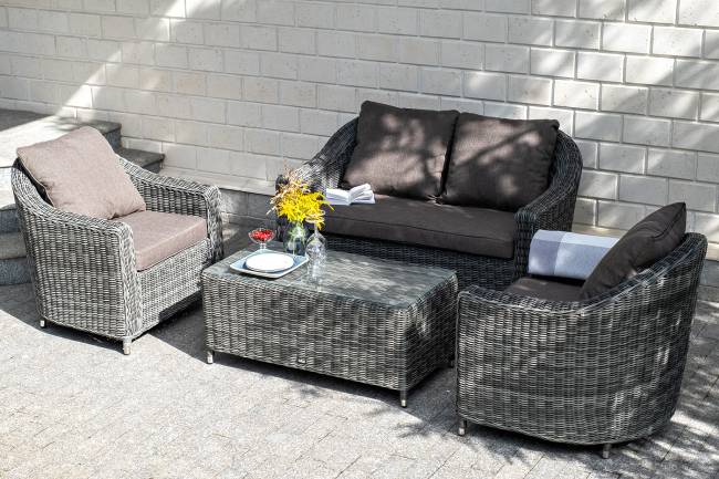 "Кон Панна" диван из искусственного ротанга двухместный, цвет графит