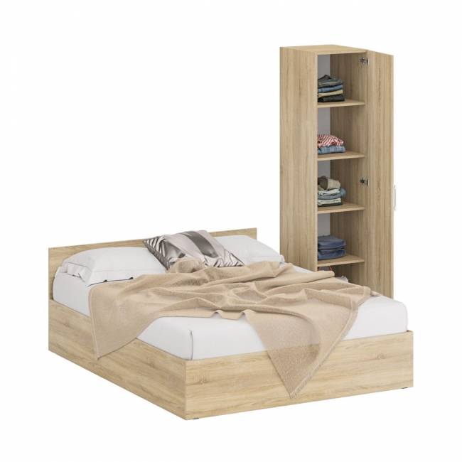Кровать двуспальная 1600 с пеналом Стандарт цвет дуб сонома Кровать двуспальная 1600 с пеналом Стандарт цвет дуб сонома