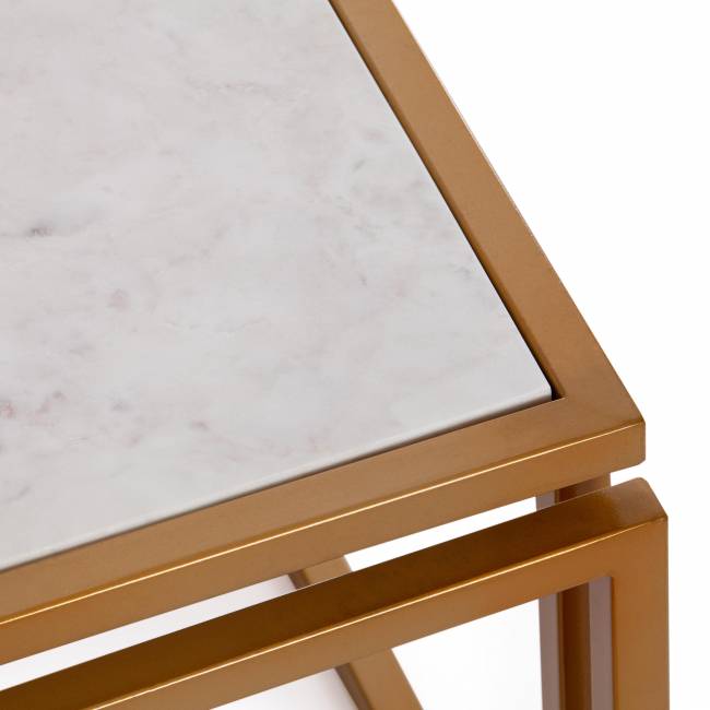 Столик кофейный Secret de Maison Кватро/Quattro (мод. 14153) алюминиевый сплав/мрамор, 41х41х41см, золотой/белый мрамор золотой/белый мрамор алюминиевый сплав/мрамор