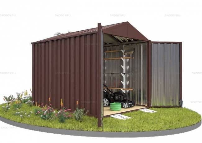 Хозблок SKOGGY секционный с двускатной крышей 3 х 2 м, шоколадный