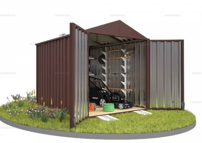 Хозблок SKOGGY секционный с двускатной крышей 3 х 2 м, шоколадный