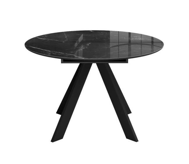 Стол DikLine SFC110 d1100 стекло Оптивайт Черный мрамор/подстолье черное/опоры черные Стол DikLine SFC110 d1100 стекло Оптивайт Черный мрамор/подстолье черное/опоры черные
