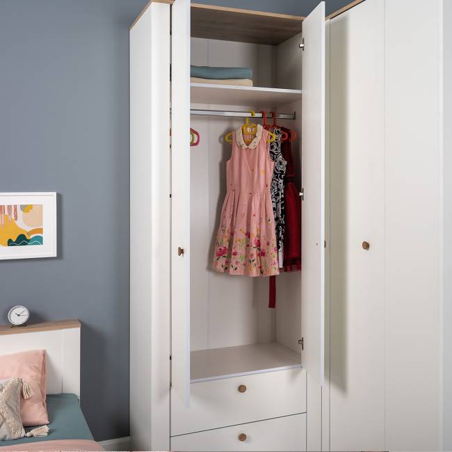 Шкаф для одежды с ящиками Джастин 13.339 цвет белый шагрень/дуб белый эксклюзив Шкаф для одежды с ящиками Джастин 13.339 цвет белый шагрень/дуб белый эксклюзив