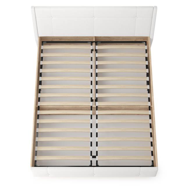 Кровать Муссон с подъёмным ортопедическим основанием цвет дуб эндгрейн элегантный/искусственная кожа белая