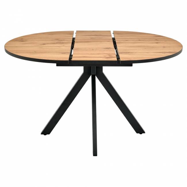 Стол Rudolf круглый раскладной 100-130x100x75см, Дуб Вотан, чёрный