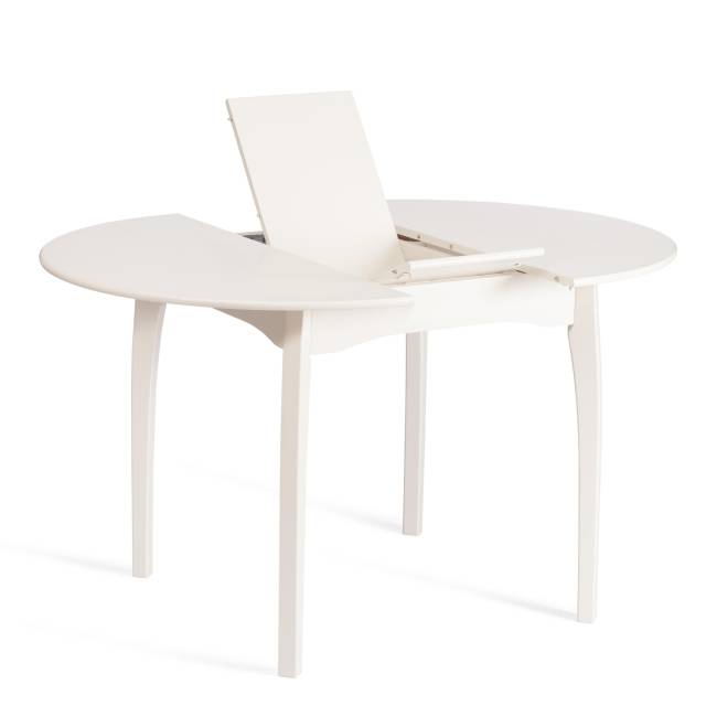 Стол обеденный раздвижной Диамант/Diamante бук, МДФ, шпон дуба, Д100х100-130х75см, айвори вайт Ivory white бук, мдф, шпон дуба