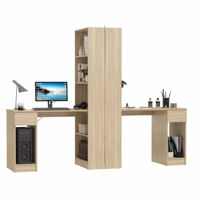 Комбинированные шкафы Лайт 10.01 с письменными столами с ящиком цвет плэйн