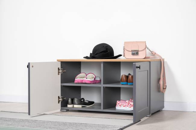 Две тумбы Остин 13.257 цвет белый шагрень/серый графит/дуб крафт золотой