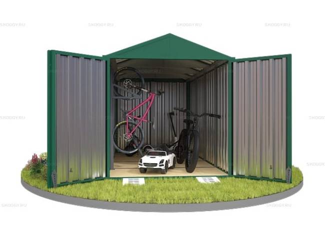 Хозблок SKOGGY секционный с двускатной крышей 4 х 2 м, зелёный мох