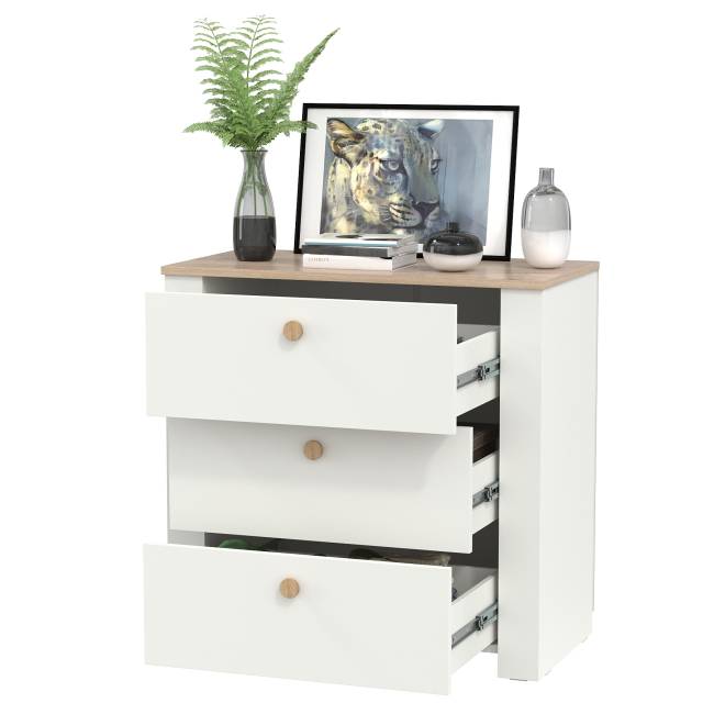 Комод три ящика Джастин 16.228.03 цвет белый шагрень/дуб белый эксклюзив