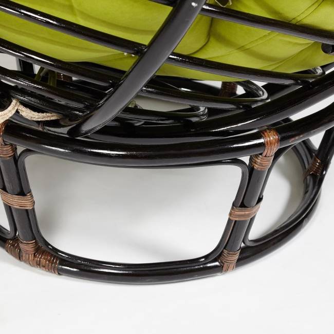 Кресло Папасан/Papasan (23/01 W) /с подушкой/ диаметр подушки 125см, 115х101х104см, античный черно-коричневый, флок олива, 23 Antique brown (античный черно-коричневый)