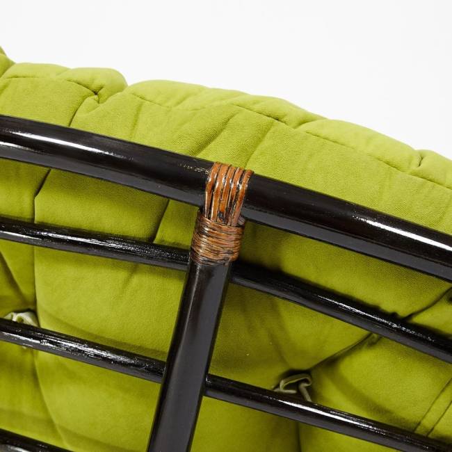 Кресло Папасан/Papasan (23/01 W) /с подушкой/ диаметр подушки 125см, 115х101х104см, античный черно-коричневый, флок олива, 23 Antique brown (античный черно-коричневый)