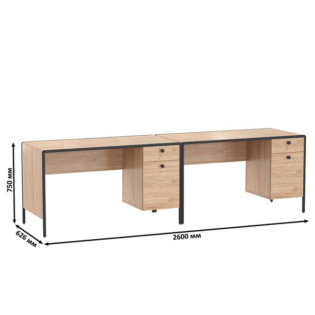 Два письменных стола Брюс цвет чёрный/Battle rock Santiago/столешница МДФ ель карпатская