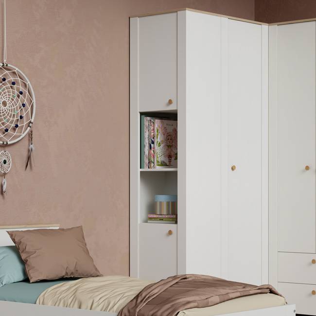 Шкаф торцевой Джастин 16.306 цвет белый шагрень/дуб белый эксклюзив