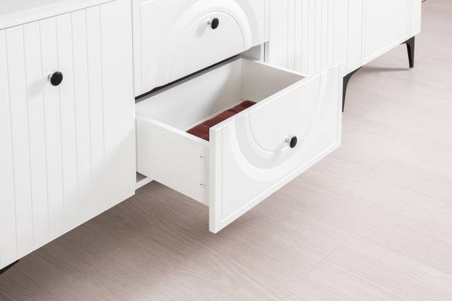 Стенка в гостиную Валенсия № 80 цвет белый шагрень