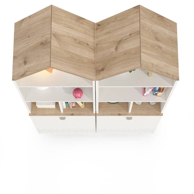 Два открытых стеллажа Эйп цвет белый/дуб белый